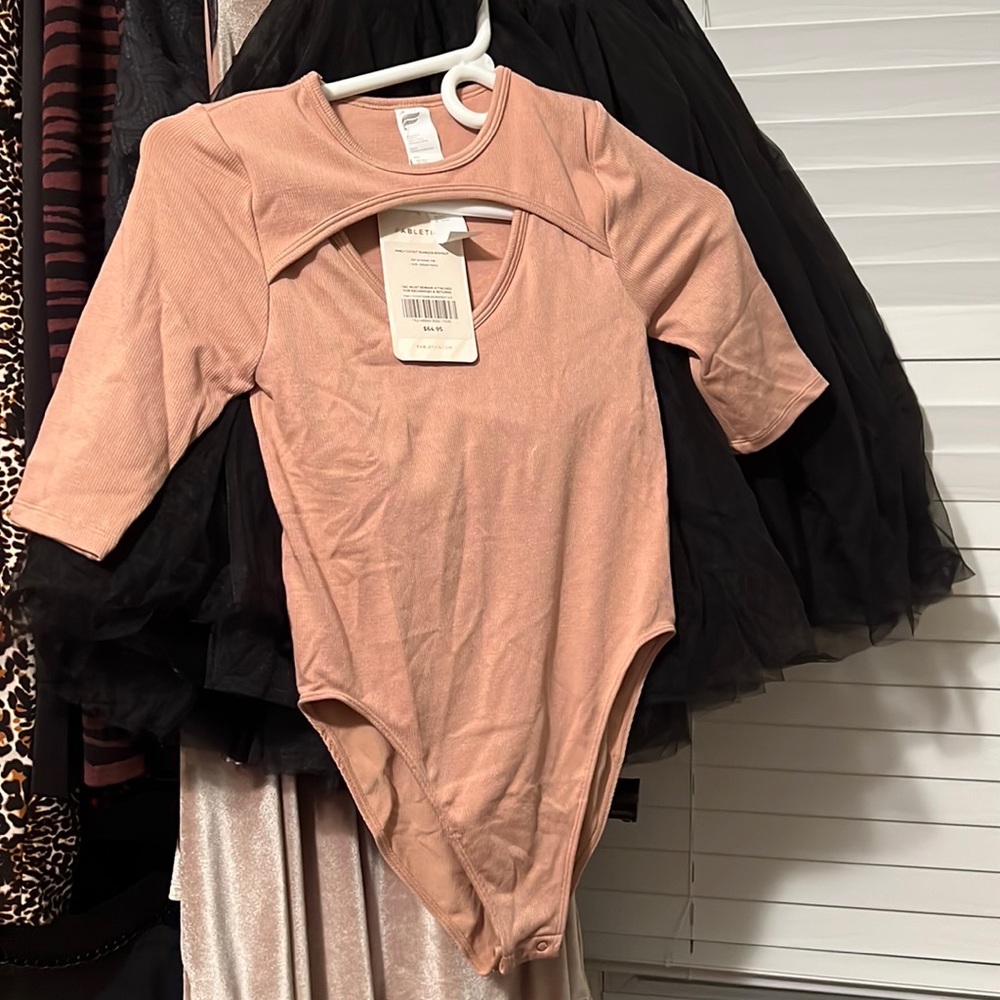 Fabletics Ribbed Nude Bodysuit S NWT